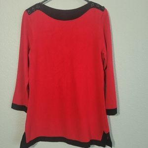 Cable & Gauge Red Sweater Black Trim
